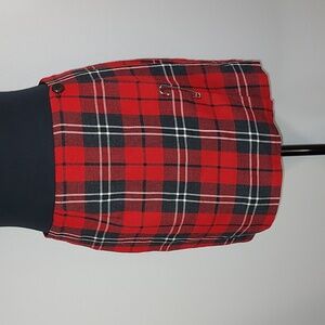 Vintage 90's Strange Love Red Black Plaid Schoolgirl Safety Pin Skirt Size 9